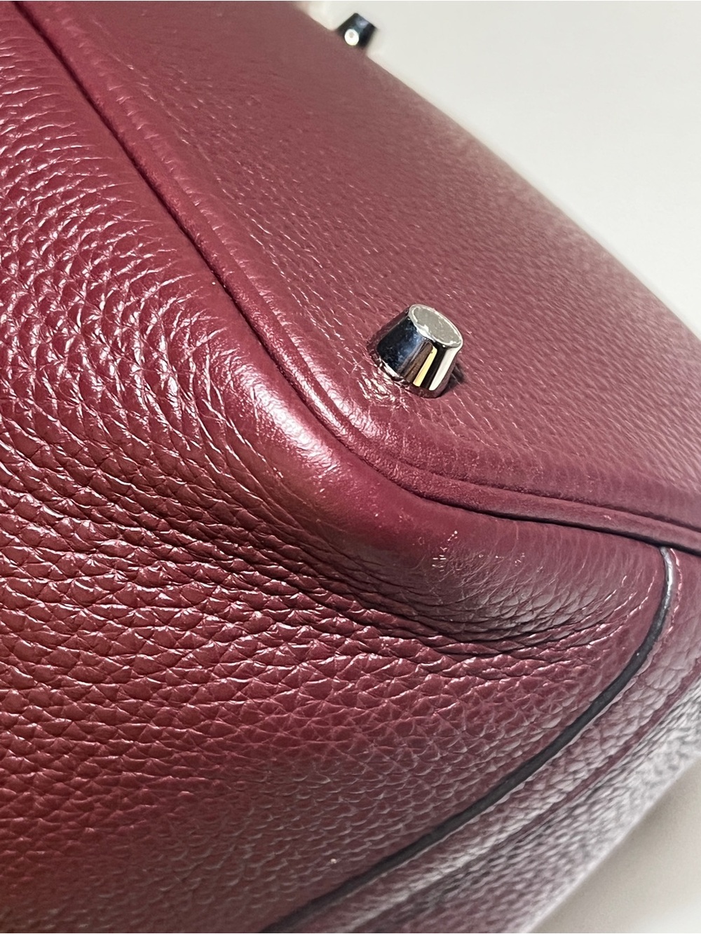 Hermes Bordeaux Togo Leather Bucket Tote with Silver-Tone Padlock - Picture 9 of 16